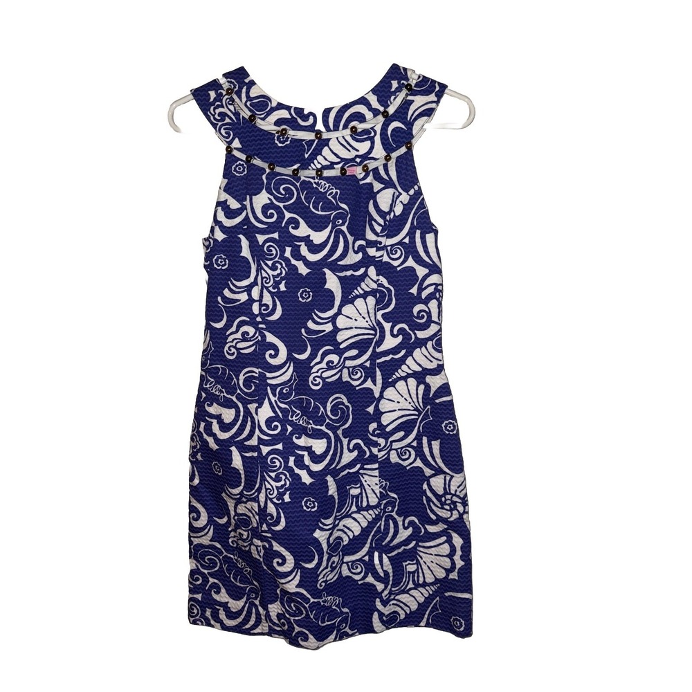 Lilly Pulitzer Blue White Shells Women's Lined Size 0 , Hawaiian , Tropical